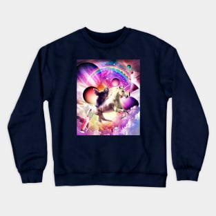 Sloth Riding Unicorn in a Magical Universe Crewneck Sweatshirt